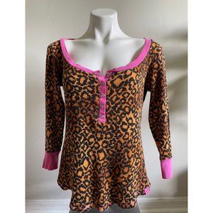 victoria secret vintage top quarter sleeve pink cheetah rare